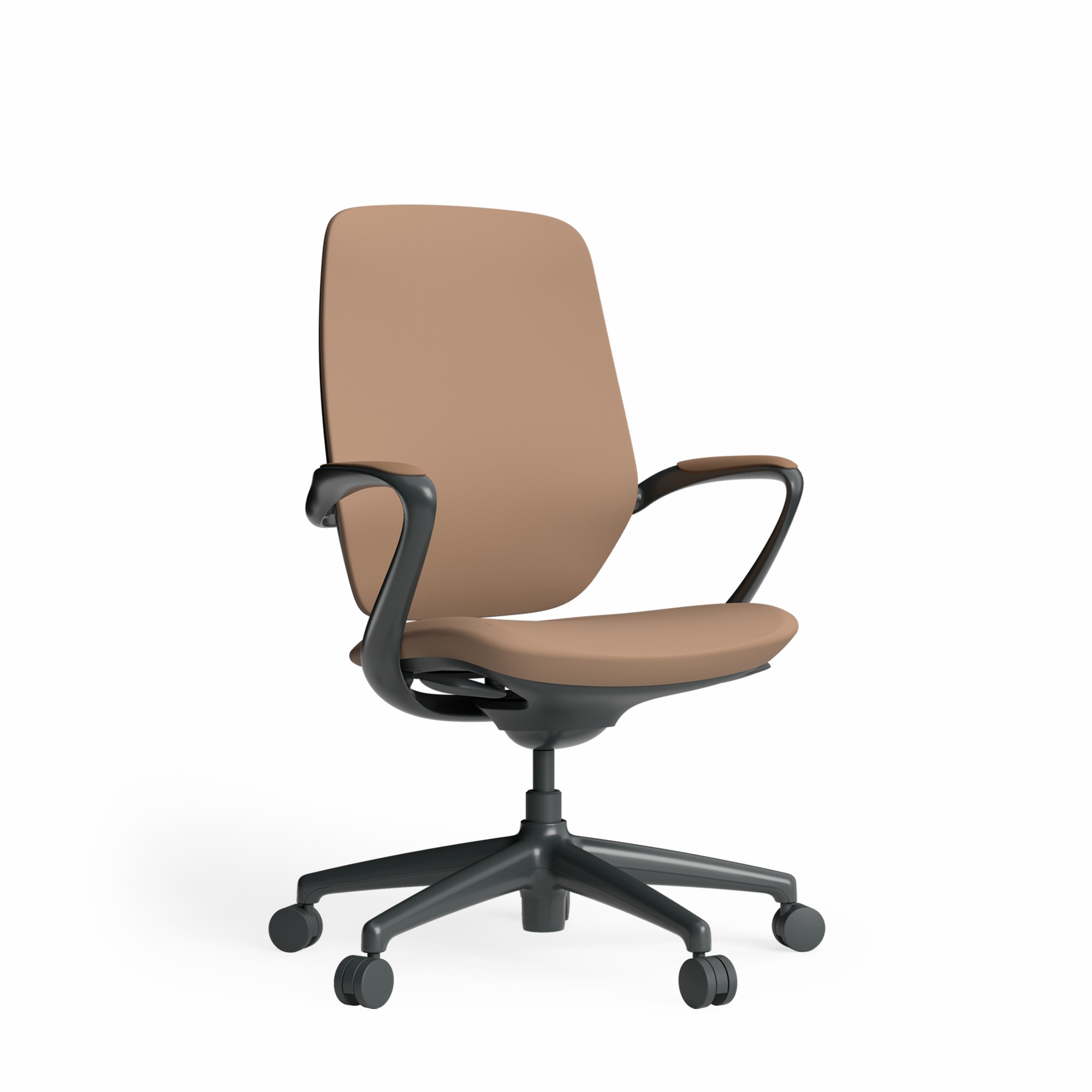 Astral-Executive-Chair-Rich-Brown-Front-Angled-View Astral meeting chair in chocolate PU.