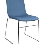 Echo deluxe visitor chair in denim with chrome sled base.