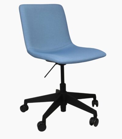 Echo Deluxe Swivel chair in sky blue fabric.