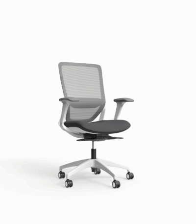 Engage office chair in white with arms.