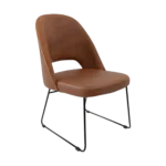 New Orleans Crescent chair in tan suede with sled base.