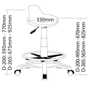 State Drafting Stool | Height Adjustable | Black Nylon Base