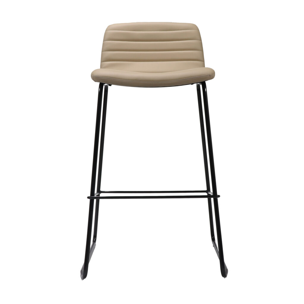 Pixel bar stool in almond PU with black frame.