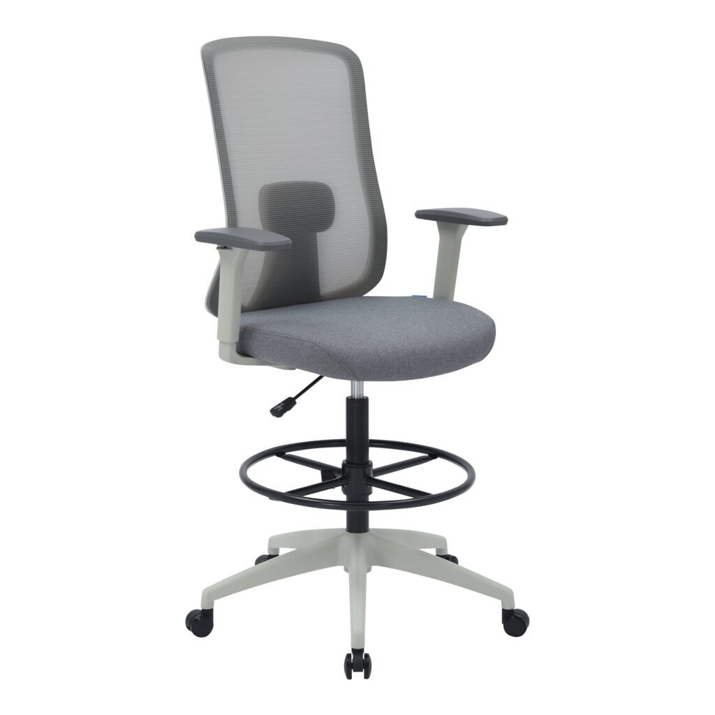 Buro Elan drafting chair in light grey.