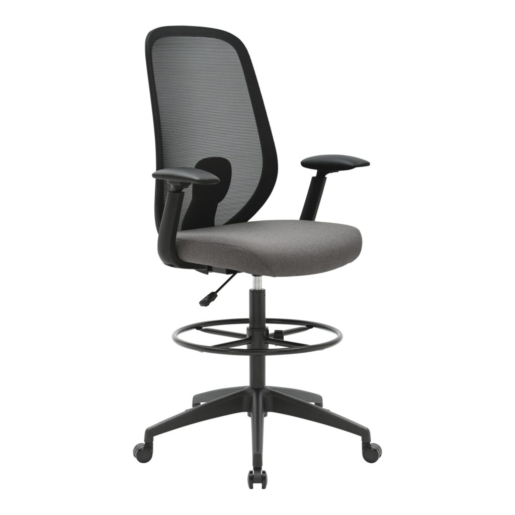 Buro Force drafting chair in grey with black base.