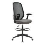 Buro Force drafting chair in grey with black base.