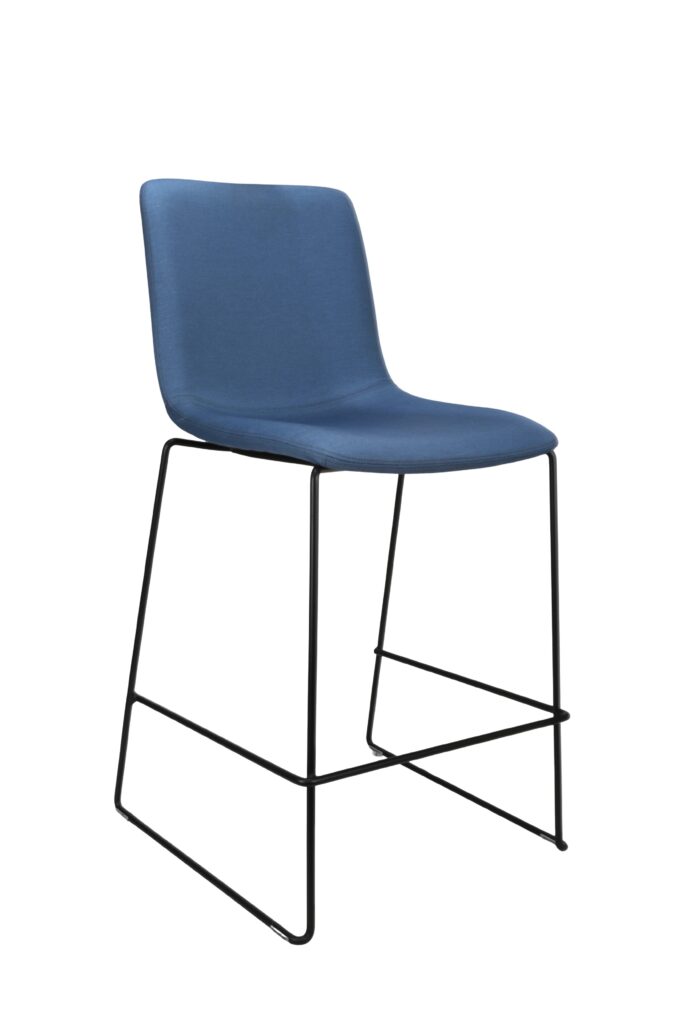 Echo Deluxe stool in denim with black base.