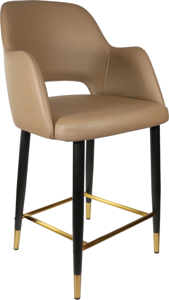 Sorbet counter stool in taupe vinyl.