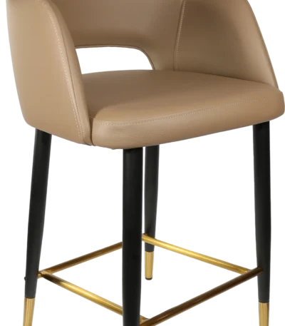 Sorbet counter stool in taupe vinyl.