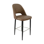 New Orleans Crescent bar stool in mocha suede with black legs.