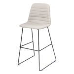 Sofia bar stool in light grey PU with black frame.