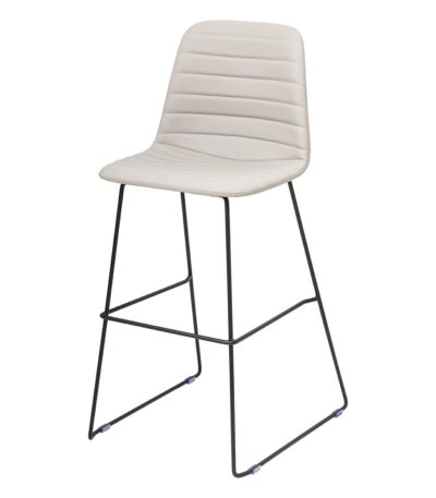 Sofia bar stool in light grey PU with black frame.