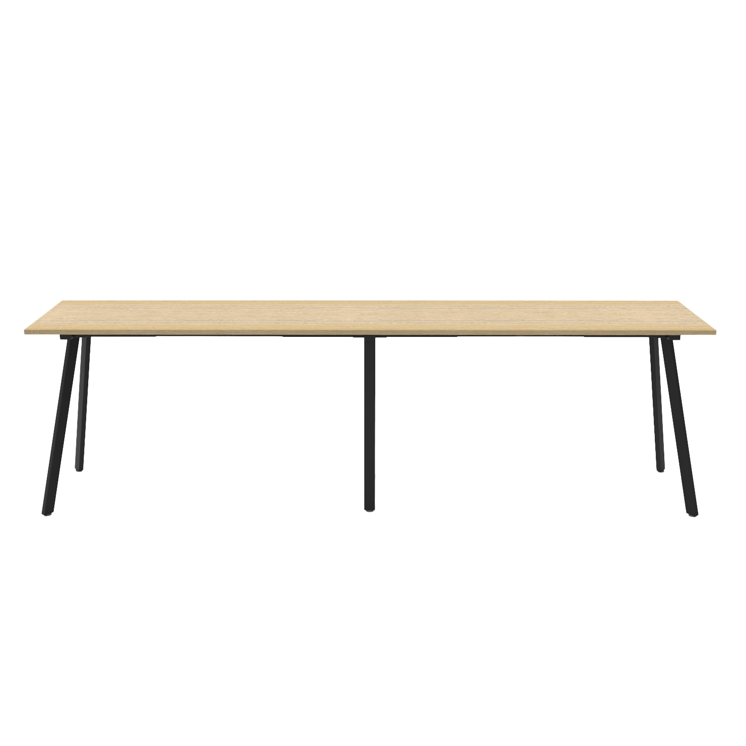 36OakBlack Eternity bar table 3600 with oak top and black frame.