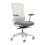 Axon mesh office chair in white with arms.