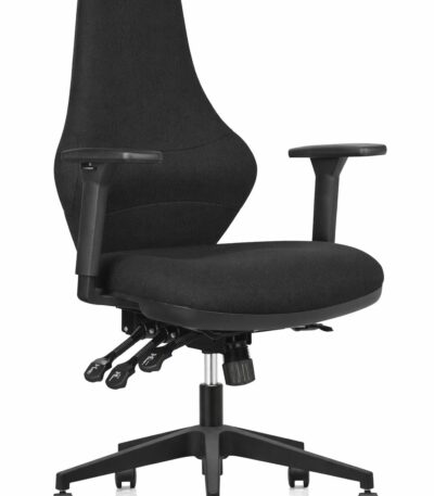 Ergora Posture office chair in black fabric.