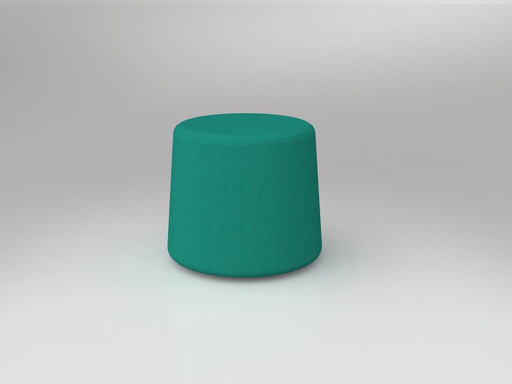 Motion ottoman in emerald green.