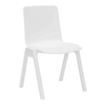 Academy stacking chair with white shell.