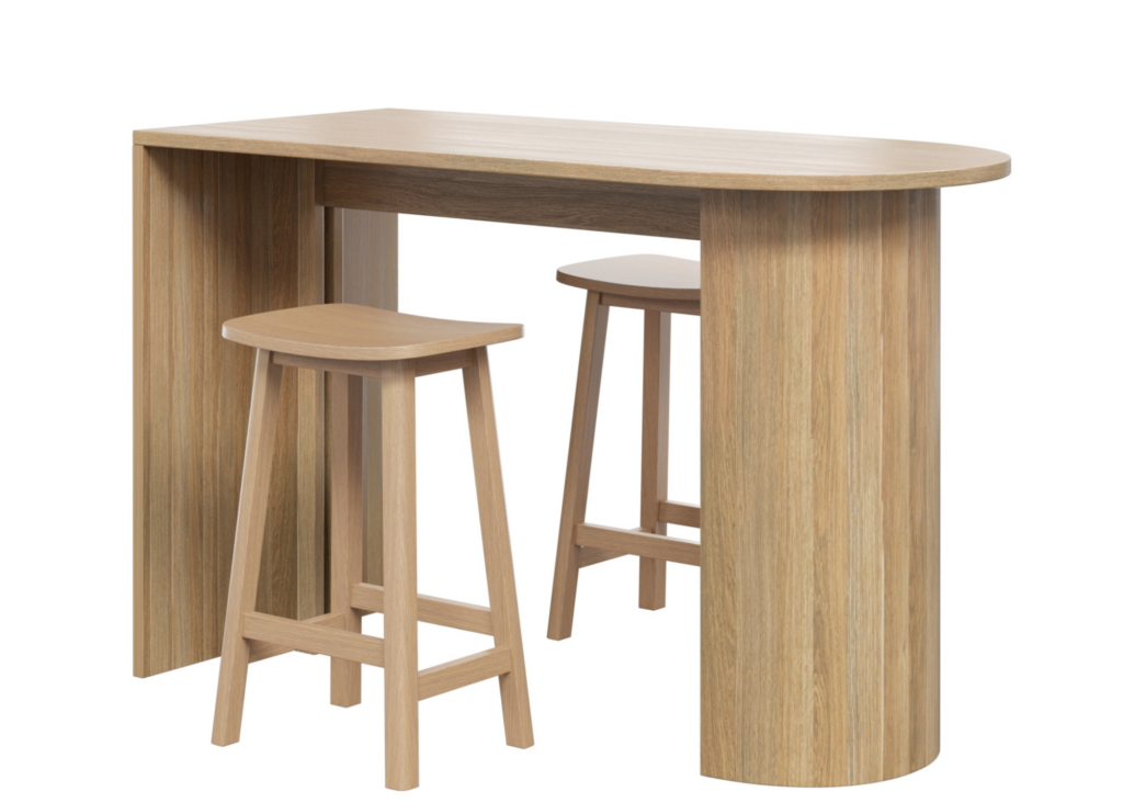 Tia Luxor high bench in natural oak melamine.