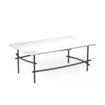 Arcos rectangular coffee table 1000mm in white marble.