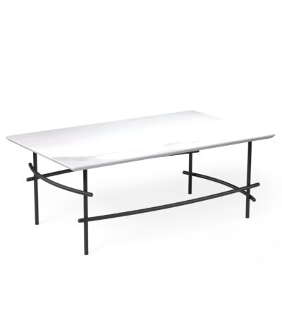 Arcos rectangular coffee table 1000mm in white marble.