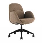 Fern boardroom chair in sandstone with black base.