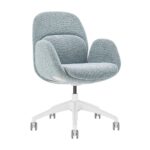 Fern boardroom chair in mist with white base.