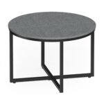 Sora orbit coffee table in pebblecrete grey.