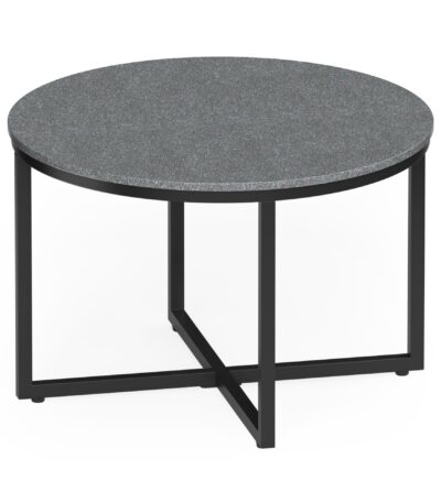 Sora orbit coffee table in pebblecrete grey.