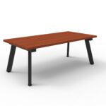 Eternity rectangular coffee table with black legs and cherry melamine top.