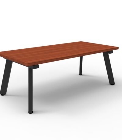 Eternity rectangular coffee table with black legs and cherry melamine top.