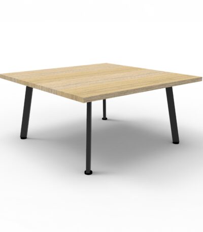 Eternity square coffee table with natural oak melamine top and black legs.
