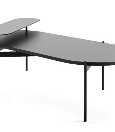 Nido oval coffee table with black melamine top.