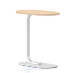 Selene side table with natural oak top and white base.