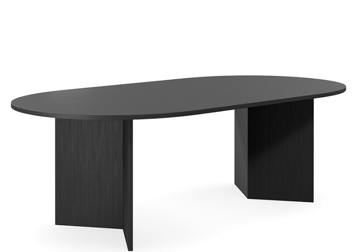 Arro boardroom table in black woodmatt melamine.