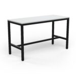 Axis bar leaner with black frame and studio white melamine top.