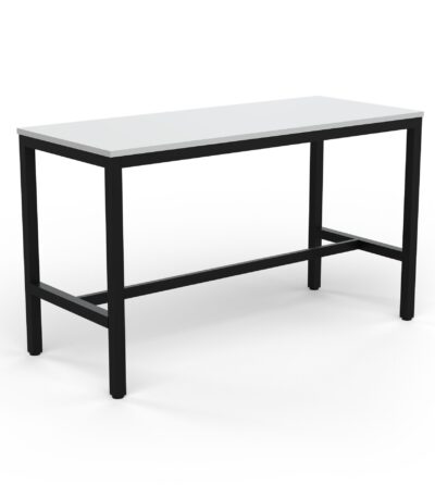 Axis bar leaner with black frame and studio white melamine top.