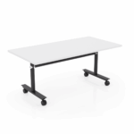 Ascend Tech Adjust Flip Table with studio white melamine top.