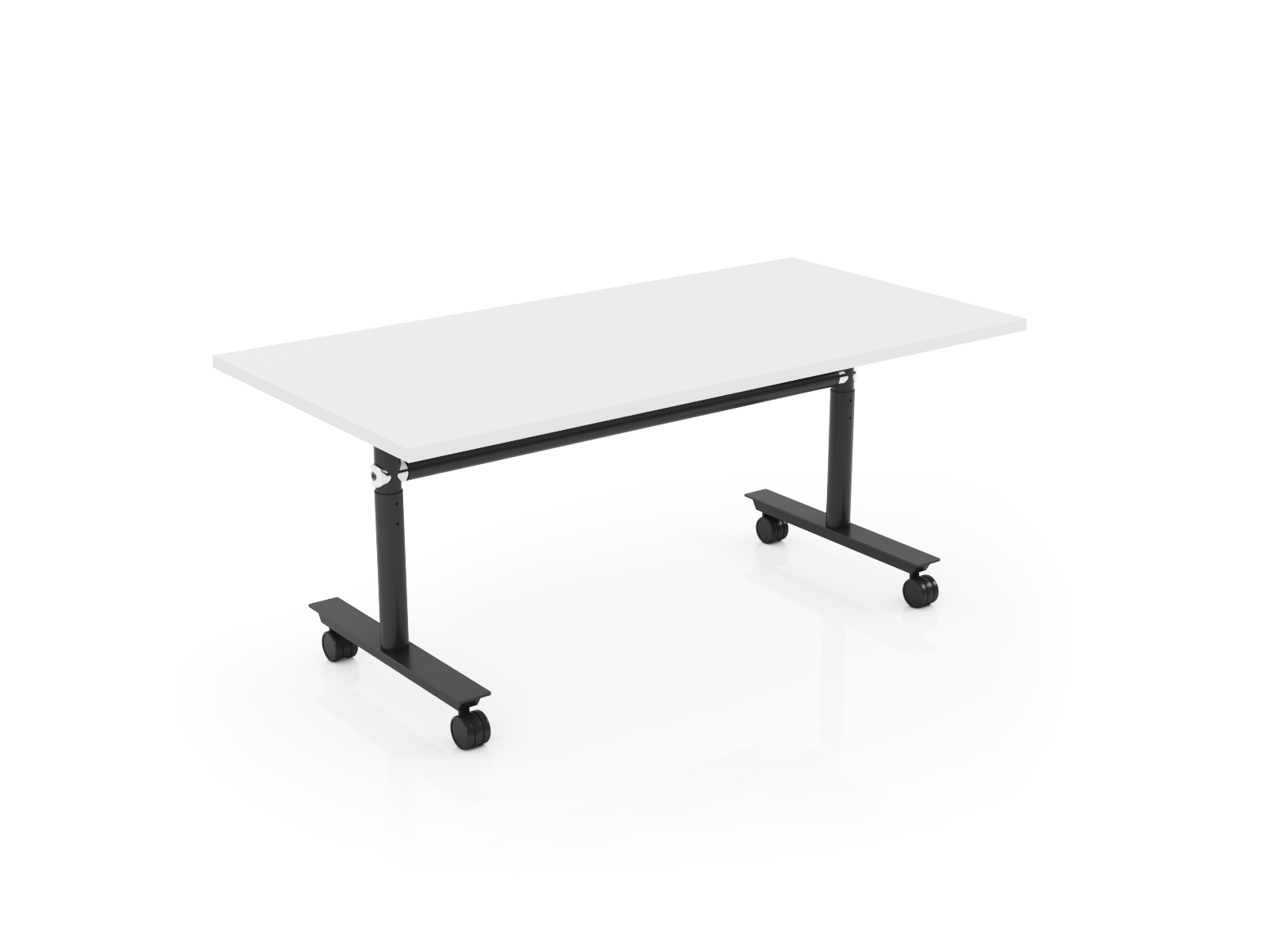 Ascend-Tech-Adjust-Flip-Black-WHT Ascend Tech Adjust Flip Table with studio white melamine top.
