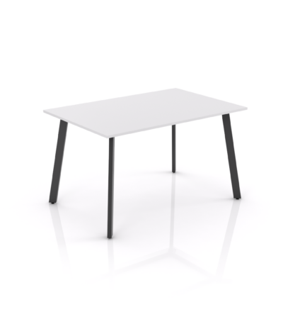 Flare bar leaner with black frame and studio white melamine top.
