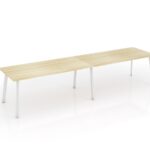 Flare barl eaner six leg with white frame and new oak melamine top.
