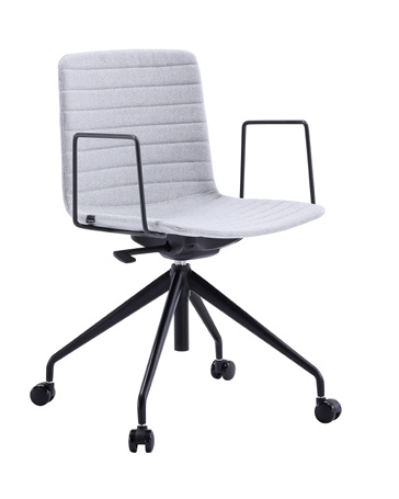 GolfGreyArms Golf meeting chair in grey fabric with arms.