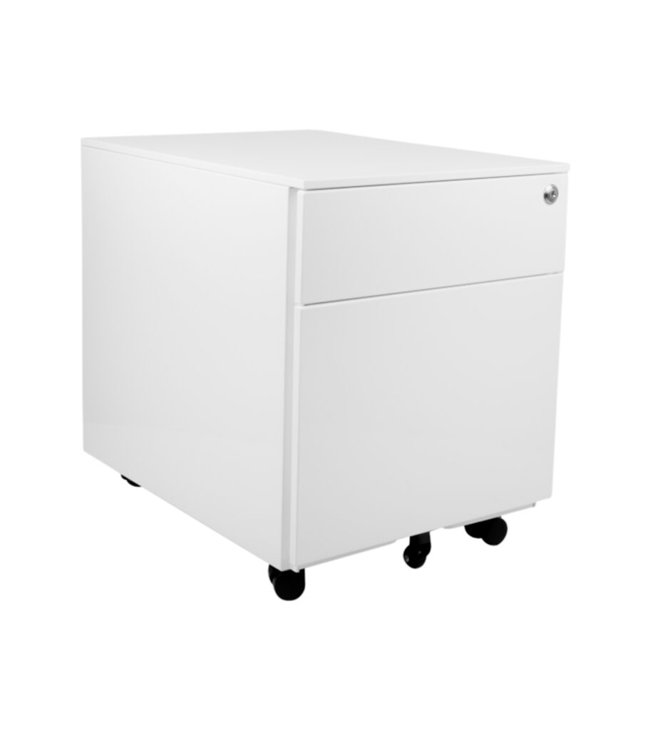 Movida squat mobile pedestal in white.