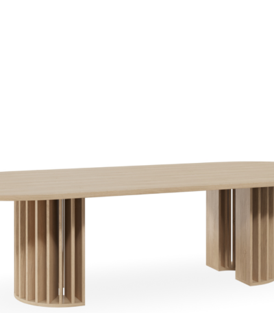 Colosseum half round boardroom table in prime oak melamine.