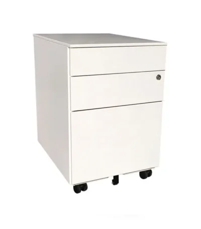 Itsu three drawer mobile pedestal in white.
