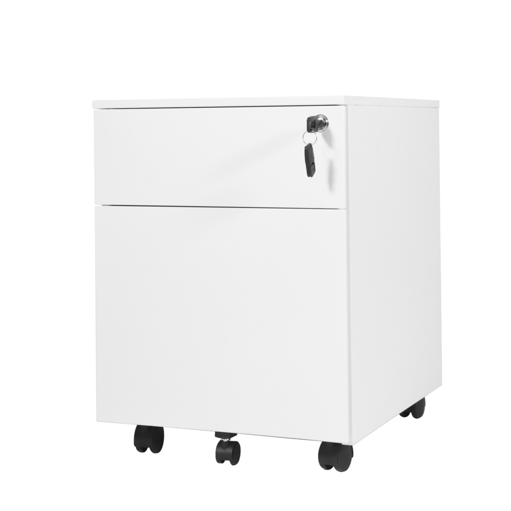 GO two drawer mobile pedestal in white.
