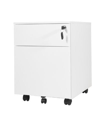 GO two drawer mobile pedestal in white.