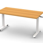 Boost Crank flip top table in beech melamine with white frame.