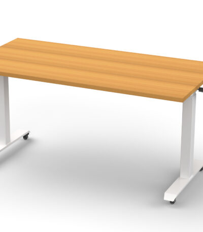 Boost Crank flip top table in beech melamine with white frame.