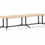 Typhoon 4000mm boardroom table with black frame and natural oak melamine top.