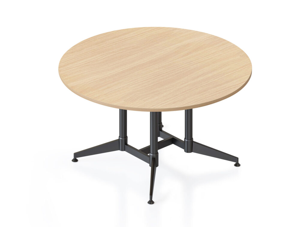 Typhoon 1500mm meeting table with black frame and natural oak top.